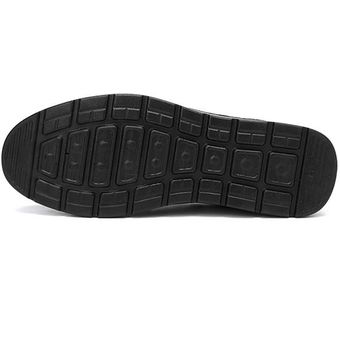 Moda Hombre de gran tamaño de microfibra tela suave cómodo zapatos planos ocasionales de los holgazanes Negro 
