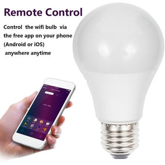 Bombilla de luz LED inteligente de Control Remoto Wifi Cambio de color de la lámpara LED Bombilla regulable-Blanco 