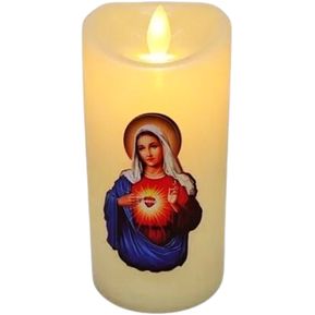 Virgen Y Jesús Vela Eléctrica Led Luz Decoración