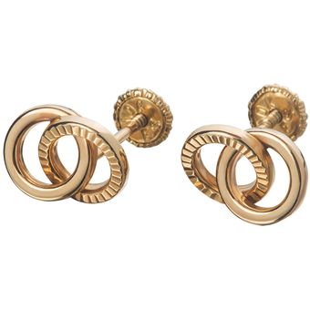 Aretes de oro 14k GIALLO Broquel Grecas de oro blanco brillante y