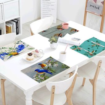 Servilleta de mesa con diseño de colibrí para pájaros mantel de Material de lino de 42x32Cm decoración de servicio de mesa Mantel Individual creativo 