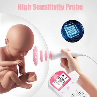 Doppler Fetal Prenatal para bebés Detector de frecuencia cardíaca, 