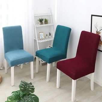 #Green cubierta de la silla de Jacquard de Color liso funda de LICRA Protector caso para cocina comedor silla cubierta elástica para silla 
