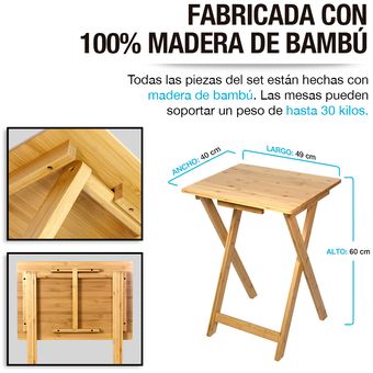 Mesa Plegable Casa Litus 83200-Br De Madera De Bambú Con Base Desayunador 2  Piezas