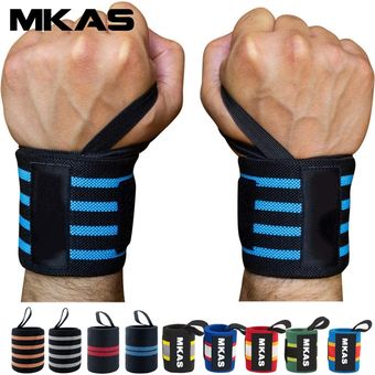 #blue-white-cam 1pair Wrist Wrap Weight Lifting Gym Cross Training Fitness Padded Thumb Brace Strap Power Hand Support Bar Wristband 