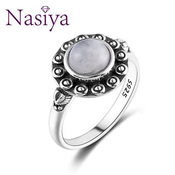 Anillo Natural Nasiya Design Rainbow Moonstone Ring 925 De 