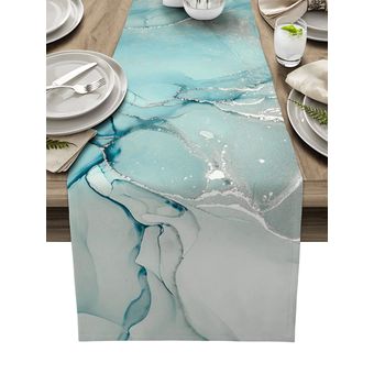 Decoración de mesa de boda Ma Camino de mesa con textura de mármol 