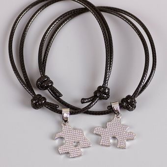#SL219-C joyería de San Valentín LAN Conjunto de 2 piezas de pulsera trenzada ajustable para parejas cuerda de cuero creativa para mejor amiga 