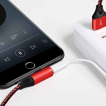 2 En 1 8 Pin 21a Escucha Llamar A Convertidor De Audio Auricular Giratorio Para Iphone X Iphone 8 Y 7 Iphone 8 Plus Y 7 Plus Rojo