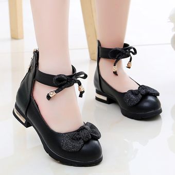 Zapatos para niños sandalias de zapatos de princesa de suela blanda de estilo coreano negro zapatos de cuero para niñas 