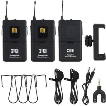 Micrófono de cámara inalámbrico Lavalier Dual UHF micrófono de solapa UHF con 30 canales para cámara DSLR,videocámaras 