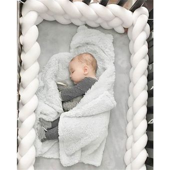 4 trenzas nudo de felpa puro Protector de parachoques de cuna decoración de cama de bebé decoración de habitación infantil Parachoques de cama de bebé de 2M de longitud 