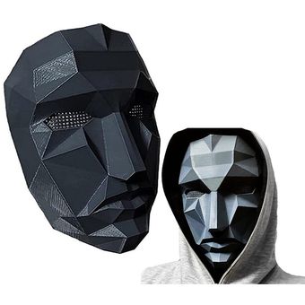Máscara cosplay redondo seis cuadrados redondos triángulo casco máscara fiesta de fiesta accesorios 
