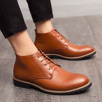 Hombre Cuero Auténtico Chelsea Zapato Oxford Marrón Botines de Trabajo Talla