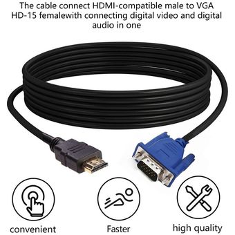 Laptop-HDMI compatible Para convertidor VGA Cable adaptador para PC de alta resolución 
