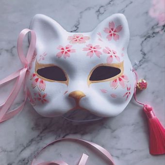 juguetes de fiesta de animales para mujer Pulp libro de amigos de Natsume Cosplay de Halloween #without flowers media cara Máscara de zorro de nueve colas de gato pintado a mano 