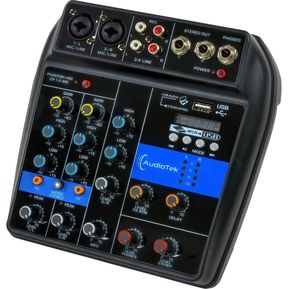 Mezcladora Mixer Bluetooth Usb Tarjeta Audio 4 Canales