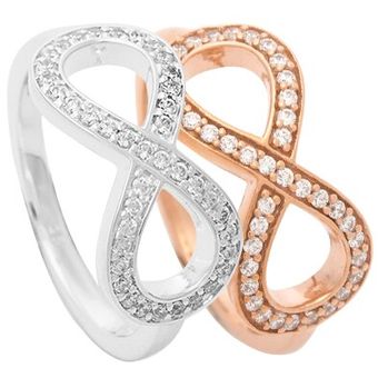 Zirconia Infinity Ring Rose Oro Y Plata Boda De Dos 8 Anillo 