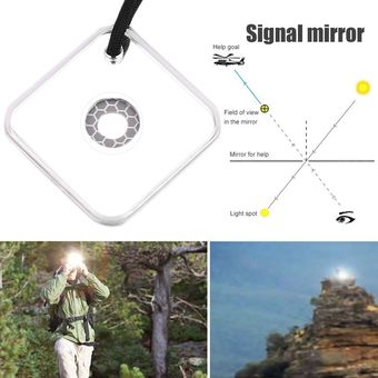 Heliograph Signal Mirror con silbato multifuncional herramienta de rescate de emergencia 