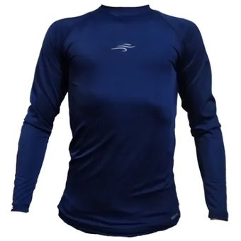 Buzo Deportivo Camiseta Larga Slim Fit Gym Lycra Fria Uv Azul oscuro