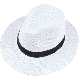 accsa Sombrero de Paja para Mujer Ajustable Sombrero de Panamá para Playa Sombrero Fedora de Verano con ala Ancha Plegable Sombreros para el Sol Anti-UV para Viajes al Jardín 