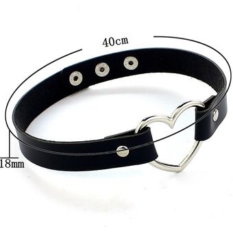 Fashion PU Leather Heart Choker Necklace Women Chocker Necklaces Punk Statement Jewelry Collier Wed 
