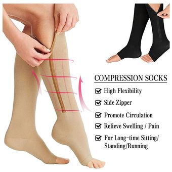 Deportes compresión de la cremallera del Stovepipe de los calcetines del dedo del pie con la cremallera abierta a reducir la fatiga 