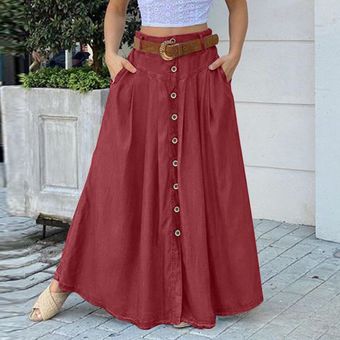 vestido largo informal ZANZEA-faldas largas con botones para mujer 