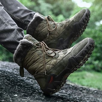 botas tácticas WT Botas de nieve de goma muy cálidas para hombre #Brown botas de combate militar de piel de invierno zapatillas de hombre impermeables 