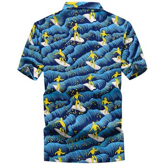 #105 blue 26 colores de moda de verano para hombre Camisas hawaiana 