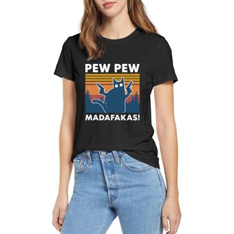 Camiseta de gato negro Pew Madafakas para mujer camiseta para chica divertida camiseta de gato LUN 