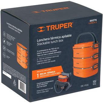 Lonchera Termica con 3 tuppers - Truper - Mundo Jardin