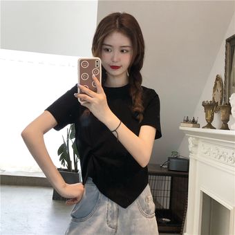 65% Camiseta De Algodón Tops Cortos De Verano Para Camiseta De Manga Corta 