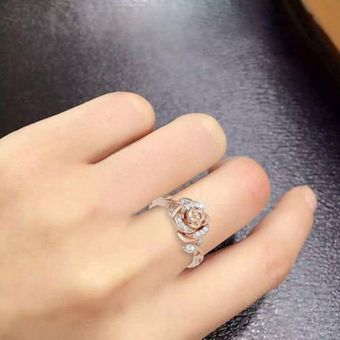Anillo de anillo de flor de San Valentín anillo con incrustaciones con piedras preciosas exquisito regalo 
