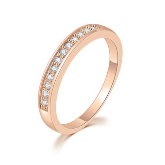 Doble Anillo Clásico Sra Rose Golden Cube Zirconia Anillo 