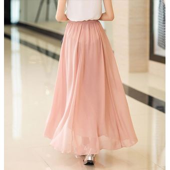 Falda de gasa de cintura alta para mujer faldas largas y elegantes 