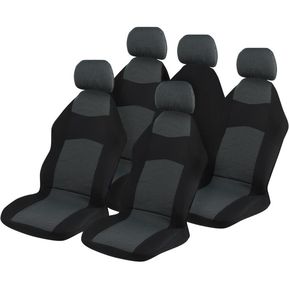 Kit de fundas asientos + chalecos poliéster negro 8 piezas AutoStyle