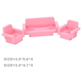 Bloques de edificio grande modelo de muebles accesorios compatibles con Duplos sofá mesa armario silla menaje de cocina juguetes artesanales para niños HON 