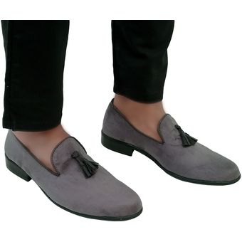 Zapatos Loafer Para Hombre Romano Outfit Gris Gamuza