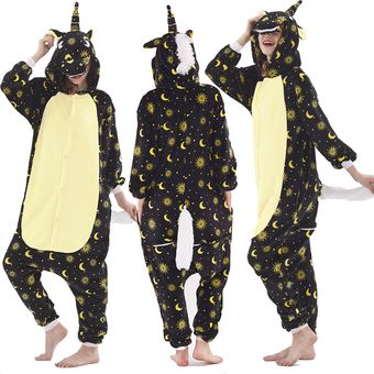 camisón de invierno-L038 Pijama de una pieza para y adultos ropa de dormir de unicornio disfraz de Cosplay de Anime para niñas mono de franela 