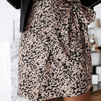 Minifalda de cintura alta con estampado de leopardo para mujer Fald 