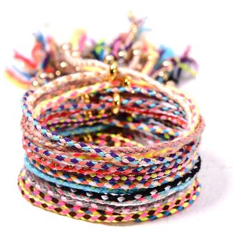 Pulsera De Tejido De Cuerda De Bohemia Brazaletes De Amistad 