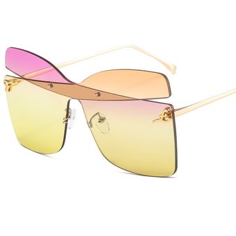 Deluxe gafas de sol de gran tamaño diseño sin marco demujer 