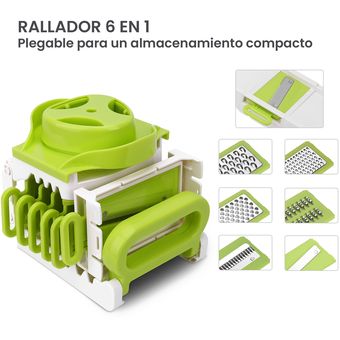 Rallador De Verduras Manual Hiperware 6 En 1 Plegable Color Blanco