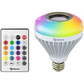 Steren Foco LED RGB con bocina Bluetooth y control remoto