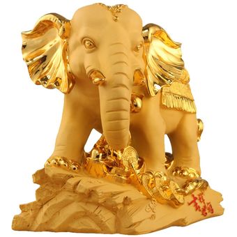Adorno de elefante de resina Decoraciones de resina de elefante de la suerte Bendición de oro 