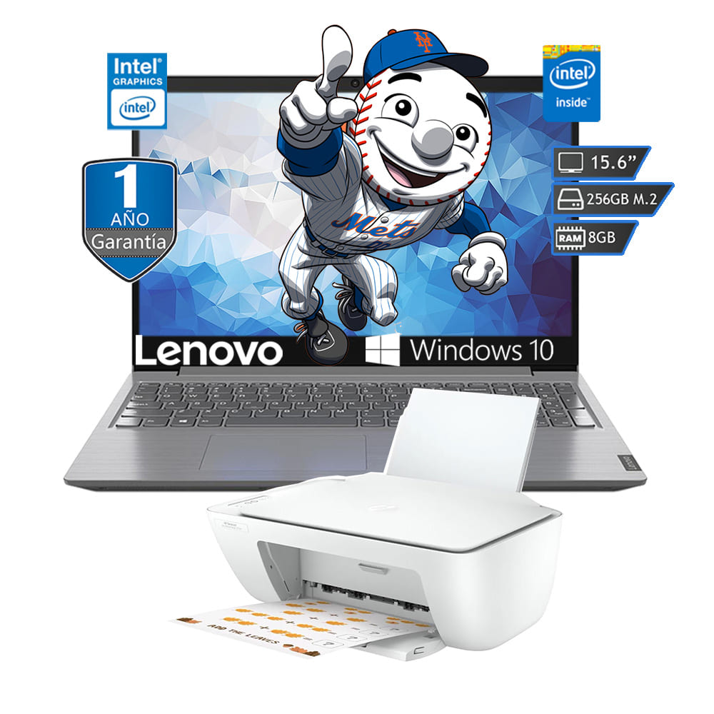 Laptop Lenovo V15-IGL15.6 N4020 256GB 8GB Gris + Impresora