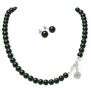 Collar y aretes Zvezda Perlas de cristal Verde - Plata .925