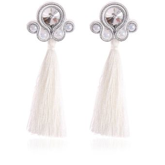 Pendientes De Borlas Tejidas Con Joyas De Soutache Hechas A 