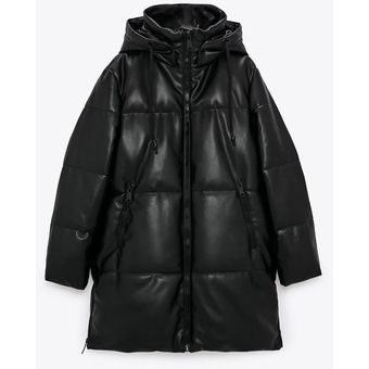 chaqueta de piel sintética con cap Za-abrigo de invierno para mujer 